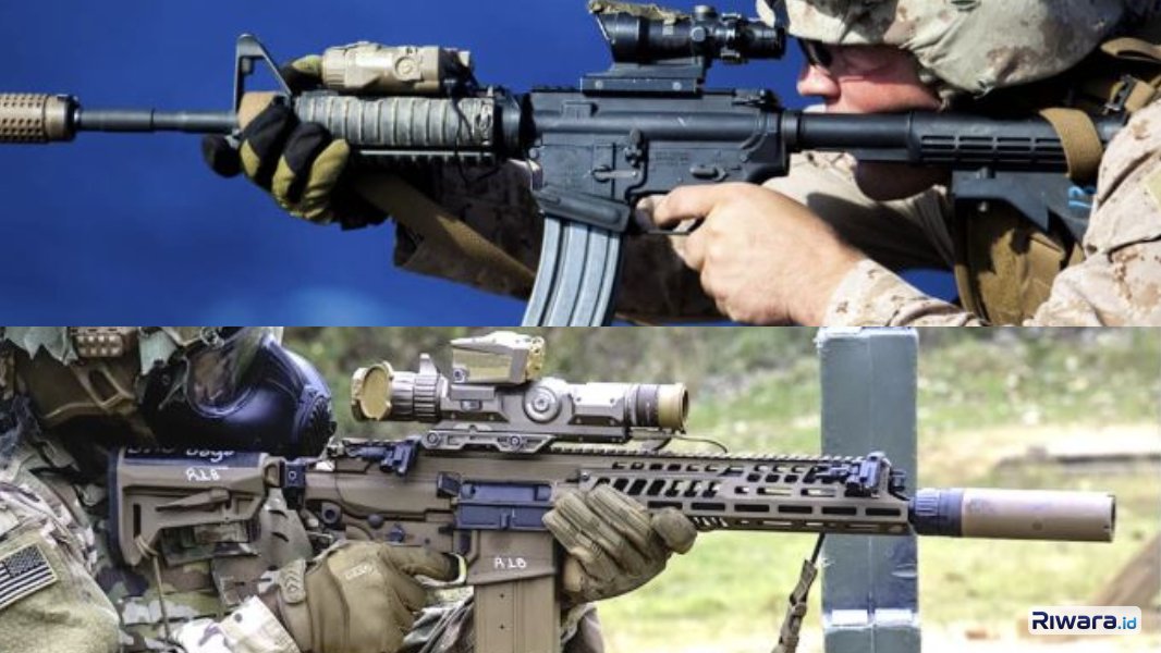 Senapan serbu M-4 (atas) dibanding penggantinya XM8